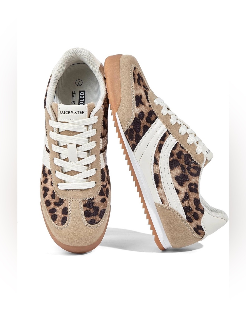 Women's Leopard Print Tan Casual Sneakers